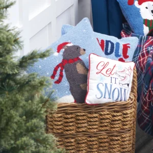 Sledding Bear Hooked Pillow