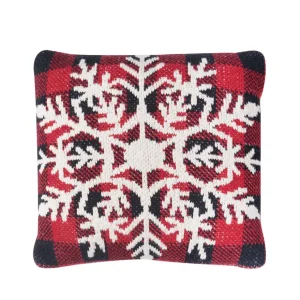 Snowflake Check Knitted Pillow