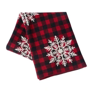 Snowflake with Checks Knitted Throw