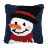 Snowman Wishes Hooked Mini Pillow