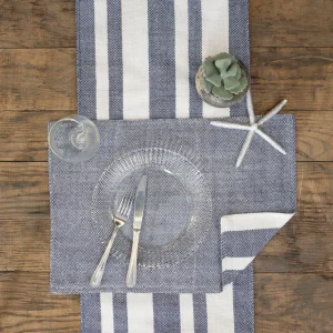 Sol Stripe Indigo Table Linens