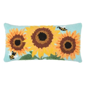 Sunflower Trio Hooked Pillow