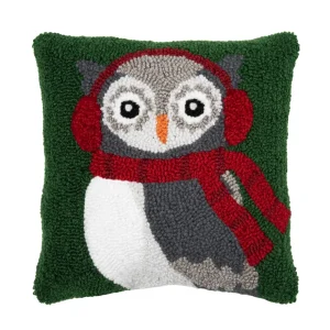 Winter Owl Hooked Pillow