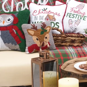 Woodland Reindeer Hooked Mini Pillow